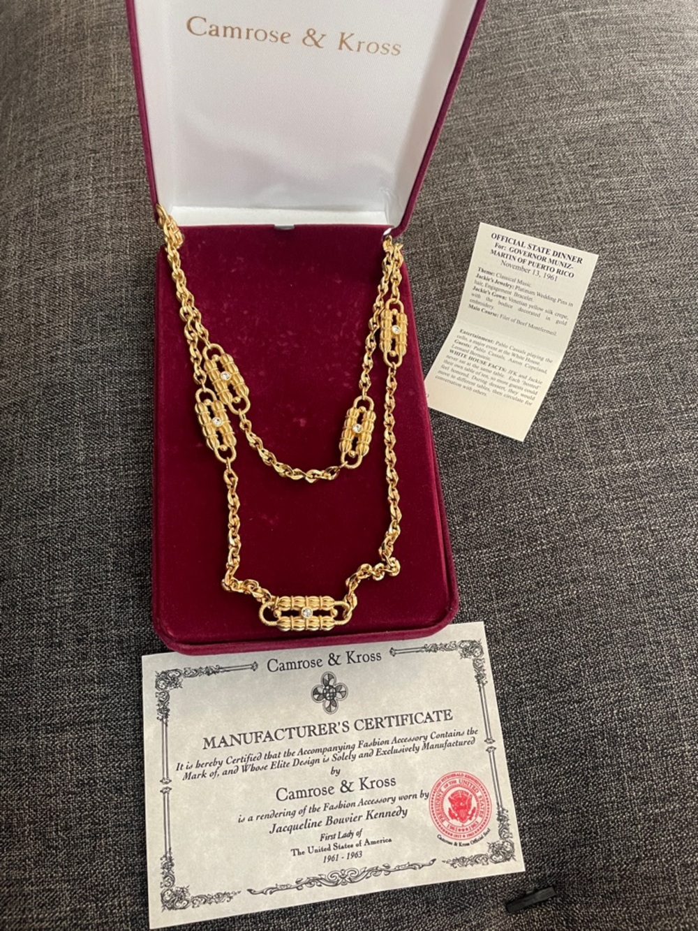 Jackie Kennedy Collection -Gold Plated Double Strand Paperclip  Necklace 16” L